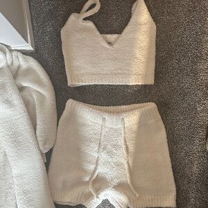 Cozy Cream Knit Bralette & Shorts Loungewear Set